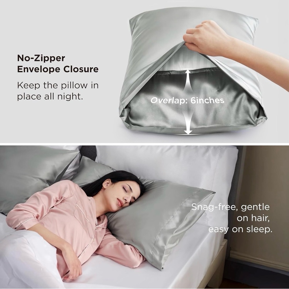 Silver Satin Pillowcase - Picture 3 of 3